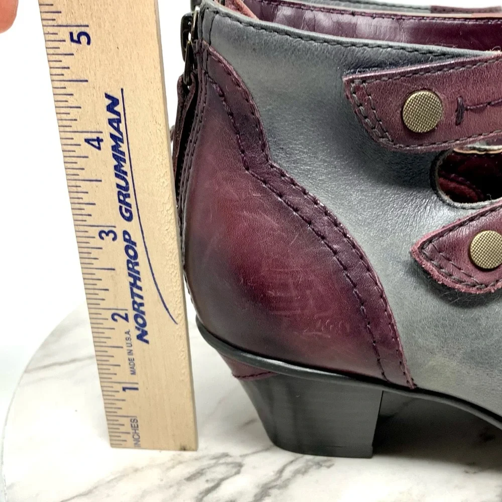 Earth Serano Multi-Strap Two Tone Booties 6 Comfort Whimsigoth Lagenlook - Picture 14 of 16
